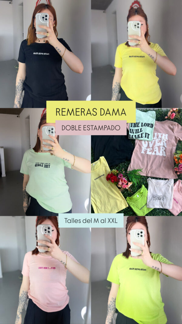REMERAS DAMA DOBLE ESTAMP (x4) - Imagen 2