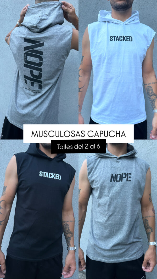 MUSCULOSAS DE HOMBRE CON CAPUCHA (x5) - Imagen 2